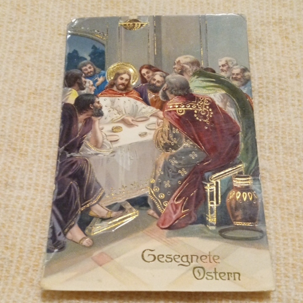 Religious Postcard with Gold Accents